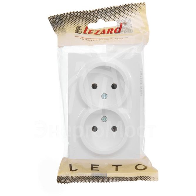 Розетка 2-мест. без заземл. LETO закрытый корпус ПБТ бел. LEZARD 752-0200-128B
