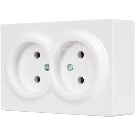 Розетка 2-мест. без заземл. LETO закрытый корпус ПБТ бел. LEZARD 752-0200-128B
