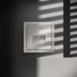 Розетка компьютерная 2-м СП S70 RJ45 + RJ45 кат.6 механизм кашемир Voltum VLS060203