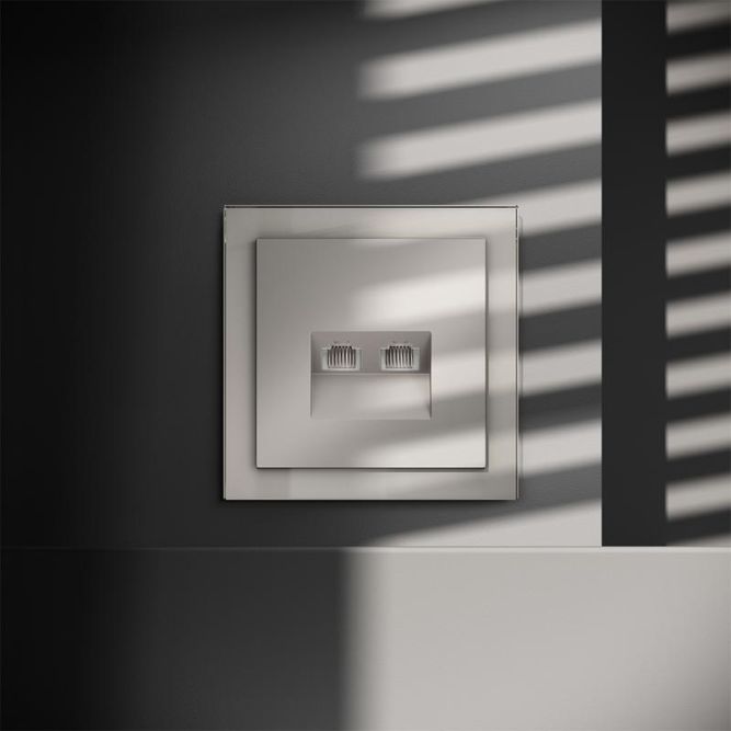 Розетка компьютерная 2-м СП S70 RJ45 + RJ45 кат.6 механизм кашемир Voltum VLS060203