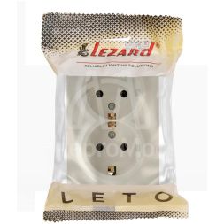 Розетка 2-м ОП LETO с заземл. закрытый корпус ПБТ крем LEZARD 752-0300-127B