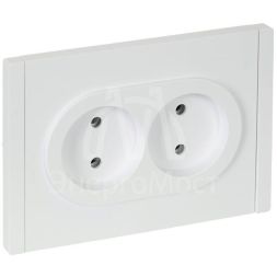 Розетка 2-м СП FORTE&amp;amp;PIANO FP226 10А без заземл. без защ. шторок безвинт. крепл. бел. IEK FP-R20-10-1-K01