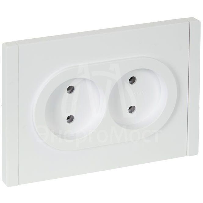 Розетка 2-м СП FORTE&amp;amp;PIANO FP226 10А без заземл. без защ. шторок безвинт. крепл. бел. IEK FP-R20-10-1-K01