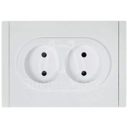 Розетка 2-м СП FORTE&amp;amp;PIANO FP226 10А без заземл. без защ. шторок безвинт. крепл. бел. IEK FP-R20-10-1-K01