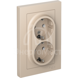 Розетка 2-м. AtlasDesign 16А с заземл. в сборе песочн. SE ATN001224