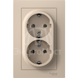 Розетка 2-м. AtlasDesign 16А с заземл. в сборе песочн. SE ATN001224