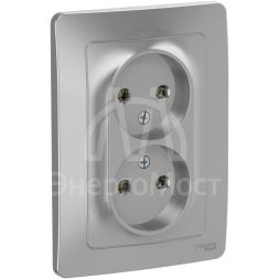 Розетка 2-м СП BLANCA 16А 250В без шторок без заземл. алюм. SchE BLNRS000023