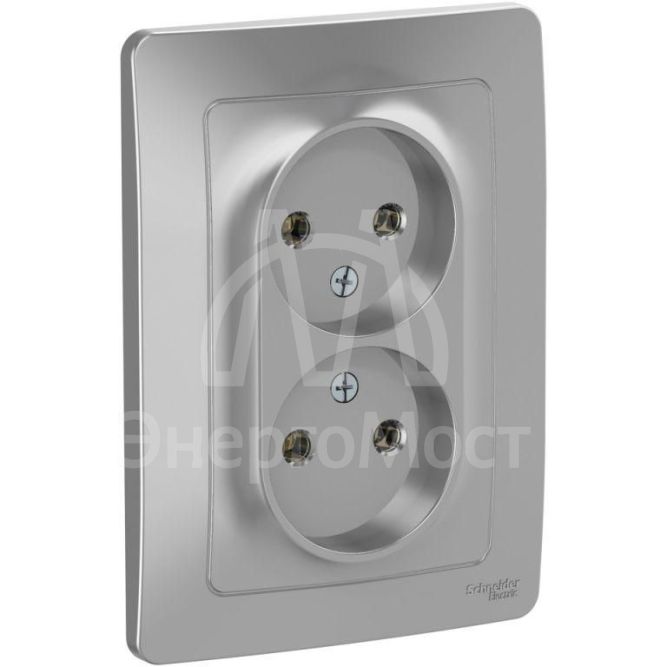 Розетка 2-м СП BLANCA 16А 250В без шторок без заземл. алюм. SchE BLNRS000023