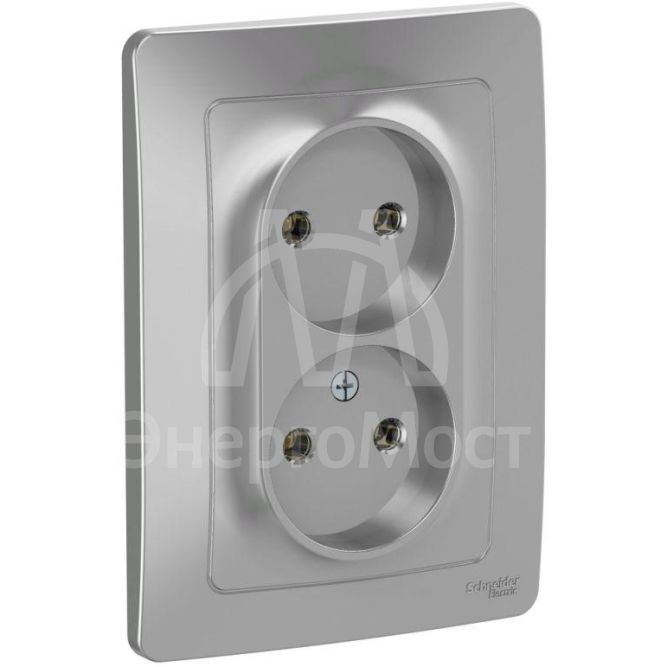 Розетка 2-м СП BLANCA 16А 250В без шторок без заземл. алюм. SchE BLNRS000023