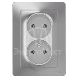 Розетка 2-м СП BLANCA 16А 250В без шторок без заземл. алюм. SchE BLNRS000023