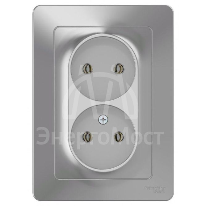 Розетка 2-м СП BLANCA 16А 250В без шторок без заземл. алюм. SchE BLNRS000023