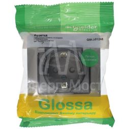 Розетка 1-м СП Glossa 16А IP44 250В с защ. крышкой защ. шторки с заземл. в сборе платина SchE GSL001248