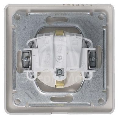 Розетка 1-м СП Glossa 16А IP44 250В с защ. крышкой защ. шторки с заземл. в сборе платина SchE GSL001248