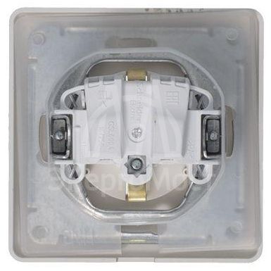 Розетка 1-м СП Glossa 16А IP44 250В с защ. крышкой защ. шторки с заземл. в сборе платина SchE GSL001248