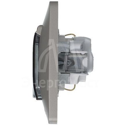 Розетка 1-м СП Glossa 16А IP44 250В с защ. крышкой защ. шторки с заземл. в сборе платина SchE GSL001248