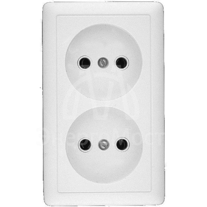 Розетка 2-м ОП Хит 16А IP20 без заземл. без защ. шторок бел. SchE RA16-237-B