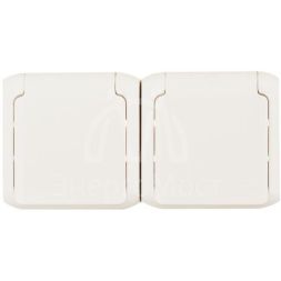 Розетка 2-м ОП Quteo 16А с защ. крышкой защ. шторки с заземл. IP44 бел. Leg 782323