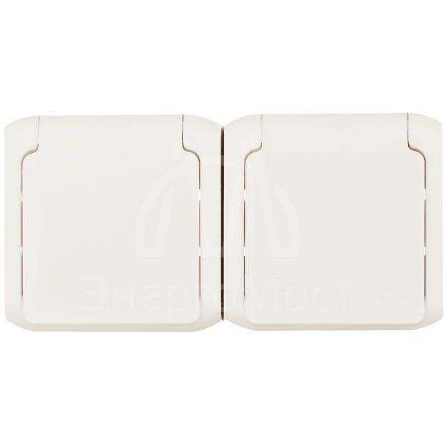 Розетка 2-м ОП Quteo 16А с защ. крышкой защ. шторки с заземл. IP44 бел. Leg 782323