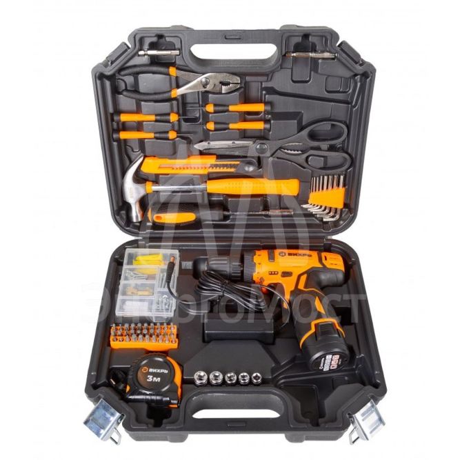 Дрель-шуруповерт Вихрь ДА-12Л-2КН с набором инструментов