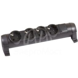 Блок многорозеточный &#039;&#039;Комфорт&#039;&#039; 4х2К+З черн. Leg 694606