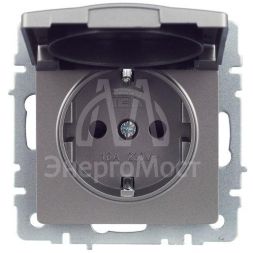 Розетка BRITE РСбш10-3-БрС 16А IP20 с заземл. защ. шторки с крышкой сталь IEK BR-R16-16-K46