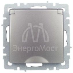 Розетка BRITE РСбш10-3-БрС 16А IP20 с заземл. защ. шторки с крышкой сталь IEK BR-R16-16-K46