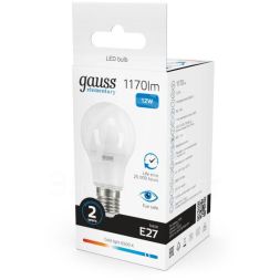 Лампа светодиодная Elementary A60 12Вт E27 6500К Gauss 23232