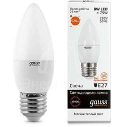 Лампа светодиодная Elementary Candle E27 8Вт 3000К Gauss 33218