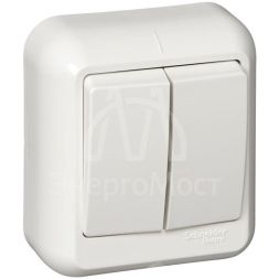 Выключатель 2-кл. ОП Прима 6А IP20 250В бел. (розн. упак.) SchE A56-029-BI