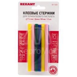 Стержень клеевой d7.4мм L100мм разноцв. (уп.12шт) Rexant 09-1020