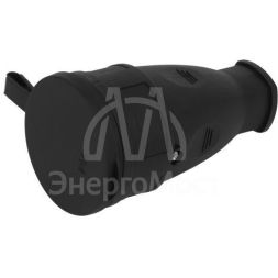 Розетка RX10-B-IP44 16А IP44 прямая с заземл. каучук черн. ЭРА Б0055418