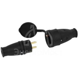 Розетка RX10-B-IP44 16А IP44 прямая с заземл. каучук черн. ЭРА Б0055418