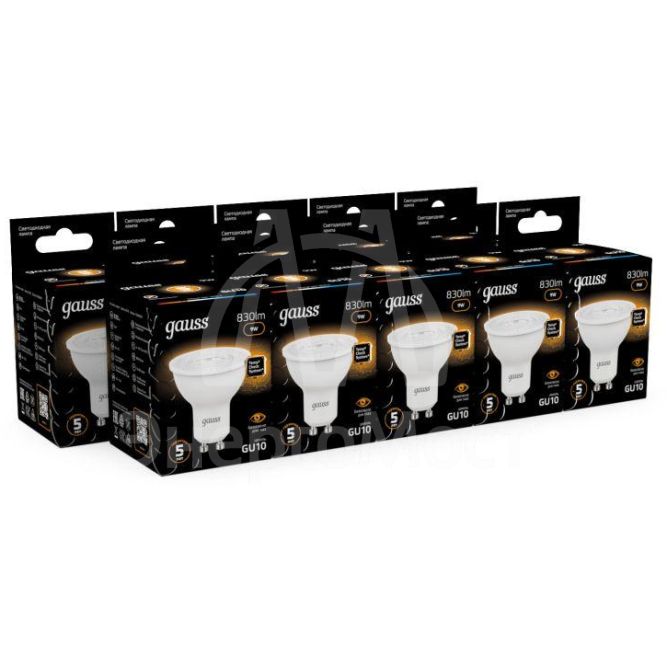 Лампа светодиодная Black 9Вт MR16 софит 3000К тепл. бел. GU10 830лм GAUSS 101506109