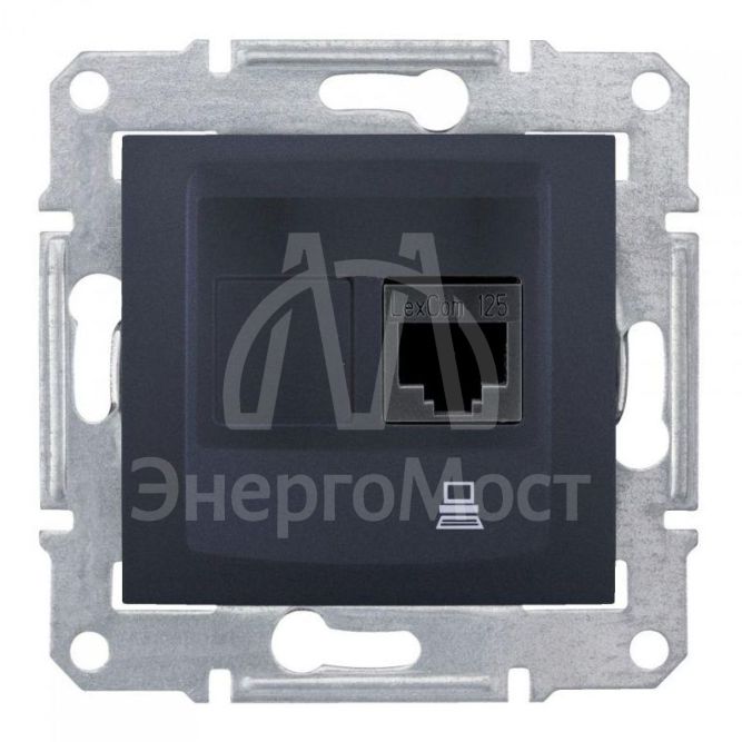 Розетка компьютерная 1-м СП Sedna RJ45 кат.5E UTP неэкранир. механизм графит SchE SDN4300170