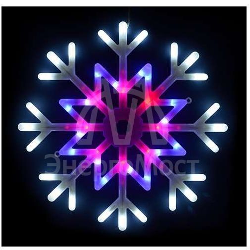 Гирлянда светодиодная &amp;quot;Снежинка&amp;quot; ULD-H4040-048/DTA MULTI IP20 SNOWFLAKE 48led 40х40см красный. синий. белый свет UNIEL UL-00001403