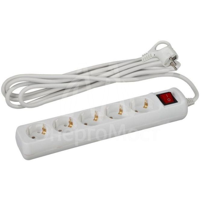 Удлинитель 5х5м с заземл. 16А IP20 U-5es-5m-3х1 ПВС 3х1 с выкл. Эра Б0028383