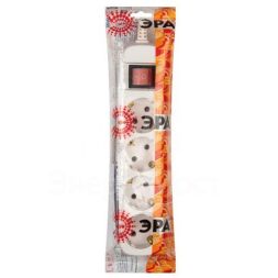 Колодка удлинителя 4-м с заземл. KX-4es с выкл. Эра Б0028344