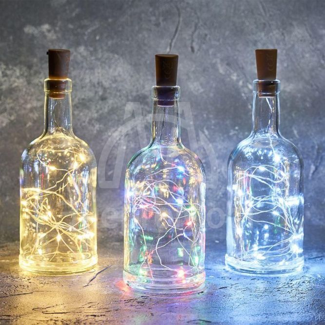 Гирлянда светодиодная &amp;quot;Роса&amp;quot; 2м 20LED бел. 0.1Вт IP20 с пробкой элементы питания 3хLR44 (в компл.) Neon-Night 302-025