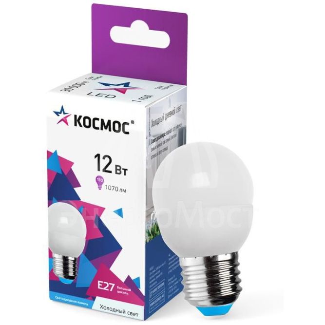 Лампа светодиодная GL 12Вт 6500К E27 220В Космос LkecLED12wGLE2765