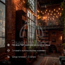 Гирлянда уличная &amp;quot;Лофт&amp;quot; 7.5м ПВХ 25 прозр. ламп теплый бел. влагостойкая IP44 черн. Neon-Night 331-358