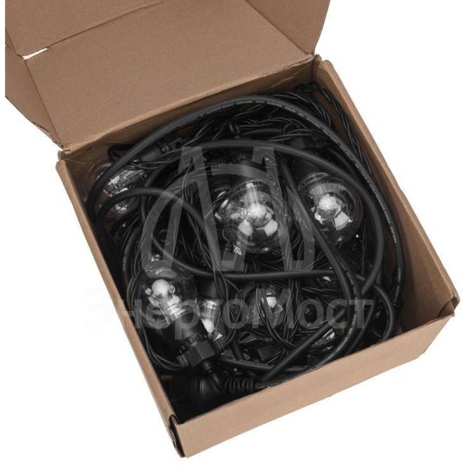 Гирлянда уличная &amp;quot;Лофт&amp;quot; 7.5м ПВХ 25 прозр. ламп теплый бел. влагостойкая IP44 черн. Neon-Night 331-358