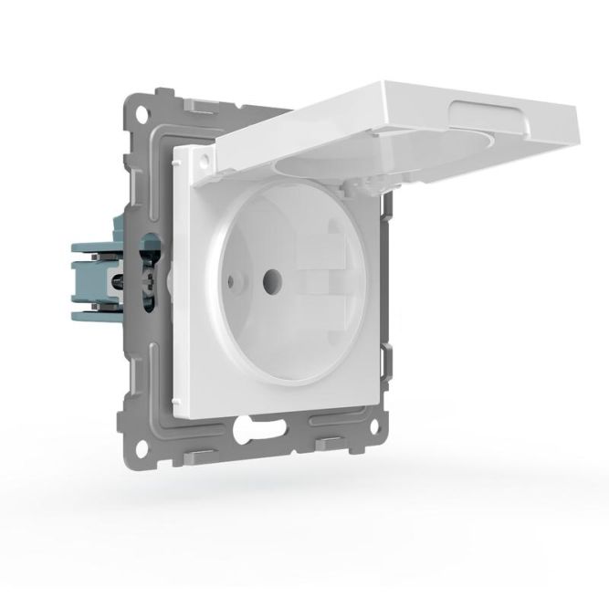 Розетка 1-м СП Pixel IP44 с заземл. с крышкой механизм бел. TOKOV ELECTRIC TKE-PX-R1ZSW1-C01-IP44