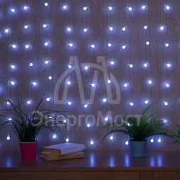 Гирлянда &amp;quot;Светодиодный Дождь&amp;quot; 1.5х1.5 м с насадками шарики свечение с динамикой LED бел. 230В провод прозр. Neon-Night 235-045