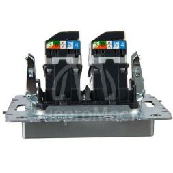Розетка компьютерная двойная СП RJ45 кат.5E BRITE РК10-2-БрА алюм. IEK BR-K20-1-K47