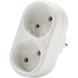 Разветвитель 2-м плоский без заземл. 10А 2200Вт 250В бел. DОМТОК 2651