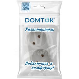 Разветвитель 2-м плоский без заземл. 10А 2200Вт 250В бел. DОМТОК 2651