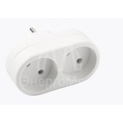 Разветвитель 2-м плоский без заземл. 10А 2200Вт 250В бел. DОМТОК 2651