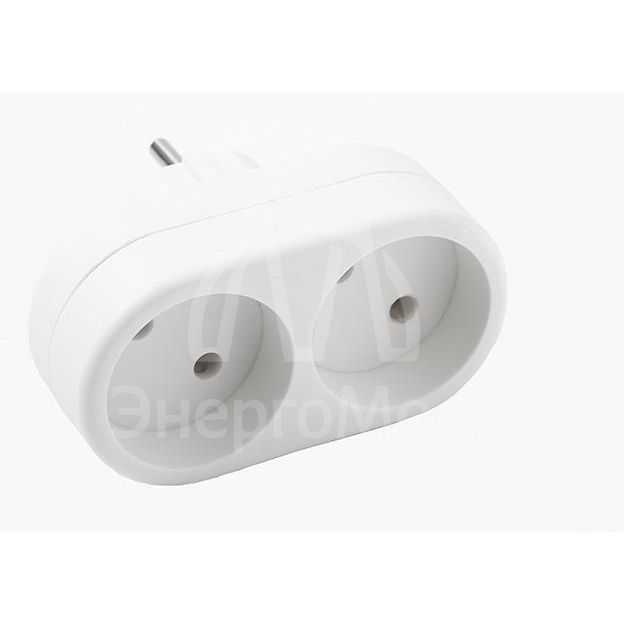 Разветвитель 2-м плоский без заземл. 10А 2200Вт 250В бел. DОМТОК 2651