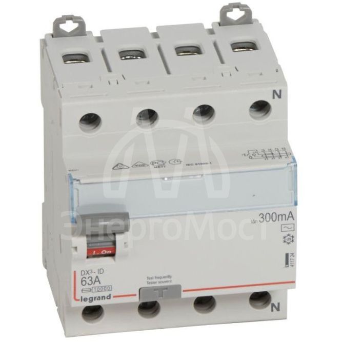 Выключатель диф. тока 4п 63А 300мА тип AC DX3 Leg 411724
