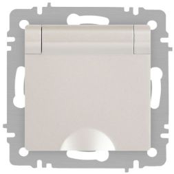 Розетка 1-м СП Accent 6-203-06 16А IP20 250В 2P+E Schuko с крышкой AL/CU перламутр. Intro Б0063429